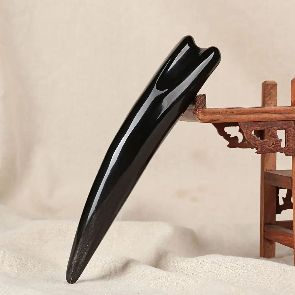 Large Massage Scraping Bar Handhold Trigger Point Black Buffalo Horn Massage Stick Nose Scraping Tool Health Tool