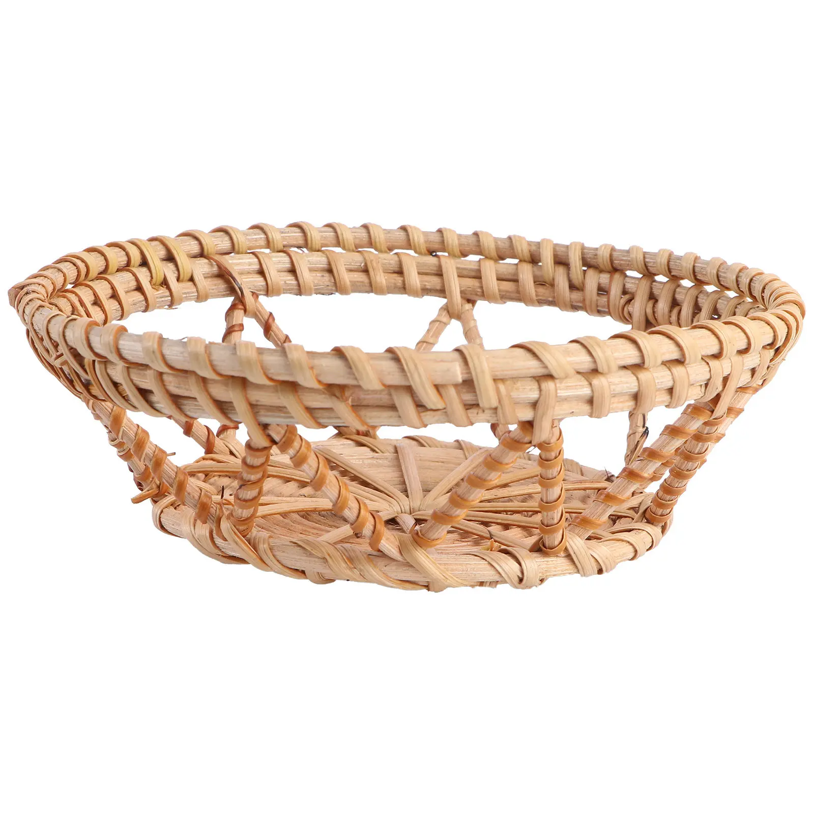 

1Pcs Rattan Woven Fruit Basket Natural Wood Storage Basket Decorative Desktop Holder Kitchen Party Use Party Supply