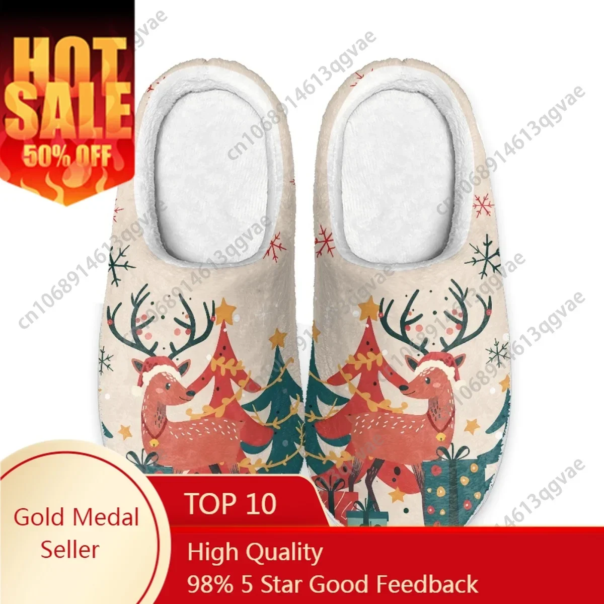 

2025 New Arrival Winter Elk Gift Christmas Tree Home Cotton Slippers Mens Womens Teenager Plush Bedroom Keep Warm Custom Slipper