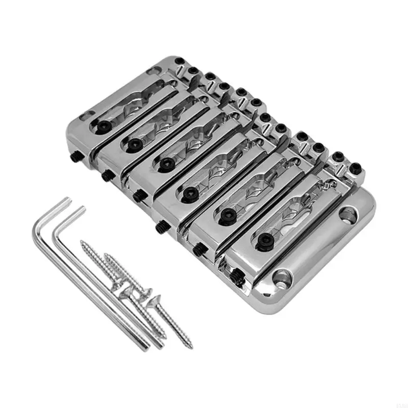 6 String Metal Bass Bridge Replacement Assembly for Repairs and Build 4XBB