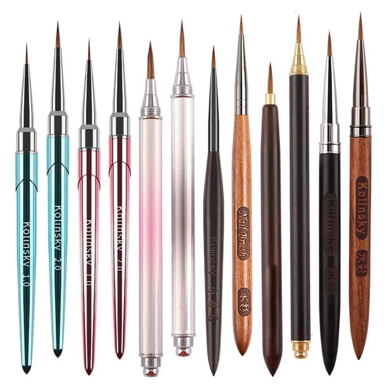 Kolinsky-アクリルヘアブラシ,さまざまな色のハンドル,液体粉末,描画ブラシ,DIY