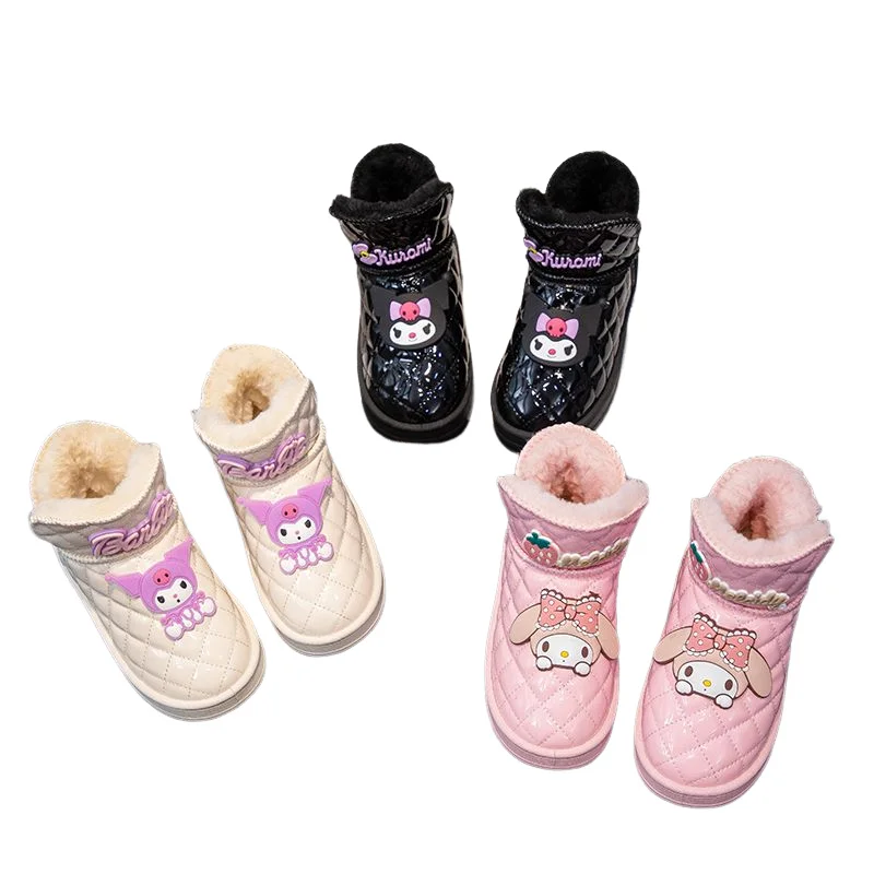 Sanrio Girl Cotton Boots Kuromi My Melody Cartoon Fashion Keep Warm Boots Winter Water Proof Thicken Child Cotton Shoes Kawaii