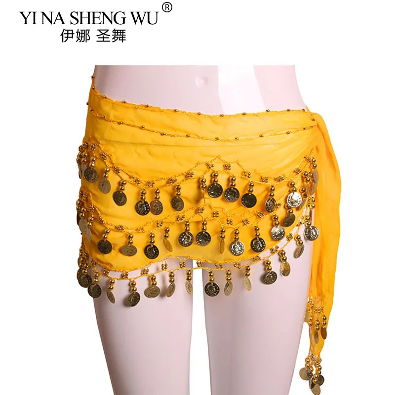 1pc feminino barato dança do ventre hip cachecol acessórios 3 camadas cintos de dança do ventre tom moedas cintura corrente envoltório adulto dança wear cinto