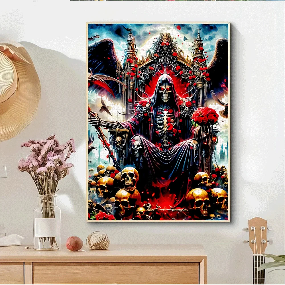 Gothic Grim Reaper Skull Scene Jigsaw Puzzle Adult Dark Art Intellectual Game Home Leisure Decompression Puzzle Toy for Horror F