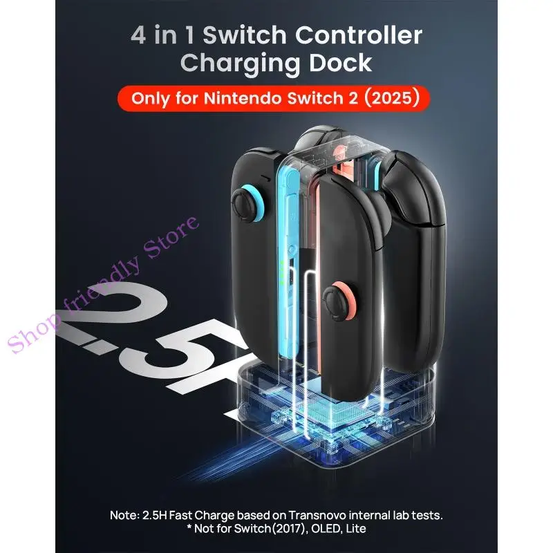 Upgrades Controller Charging Station 4 Port Fast Build In 8 Cartridges Slot & Effects for Multiple Consoles