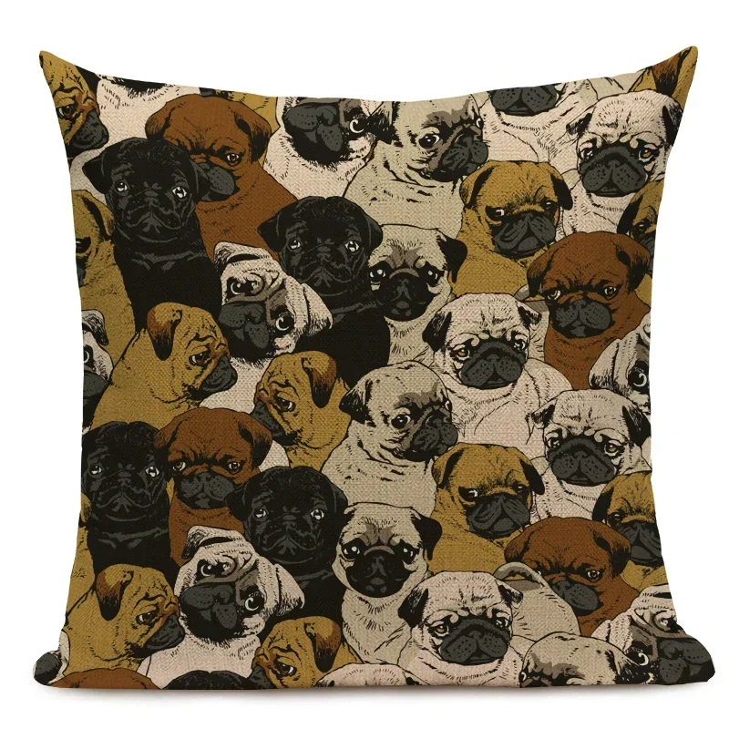 1pcs/Set Pug Dog Cat Bird Cushion Cover Sleep Dog Throw Pillow Cover Animal Cushion Cover for Sofa Decoratove Pillow Case Custom