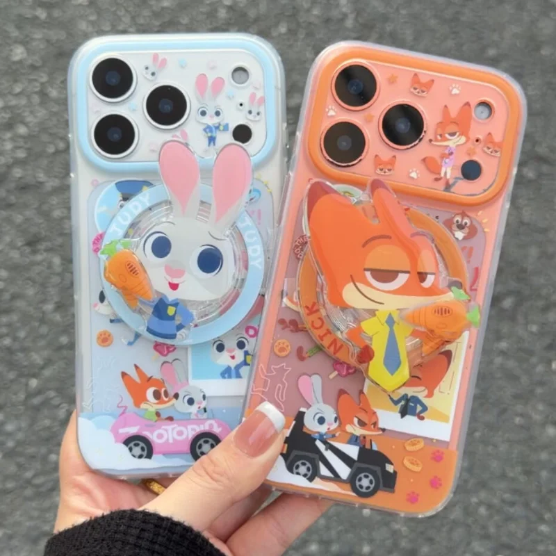 

Новый чехол для телефона Disney Zootopia с магнитной подставкой и рисунком Джуди Хоппс Ника Уайлд, подходит для Iphone 14 15 16 17 Pro Max