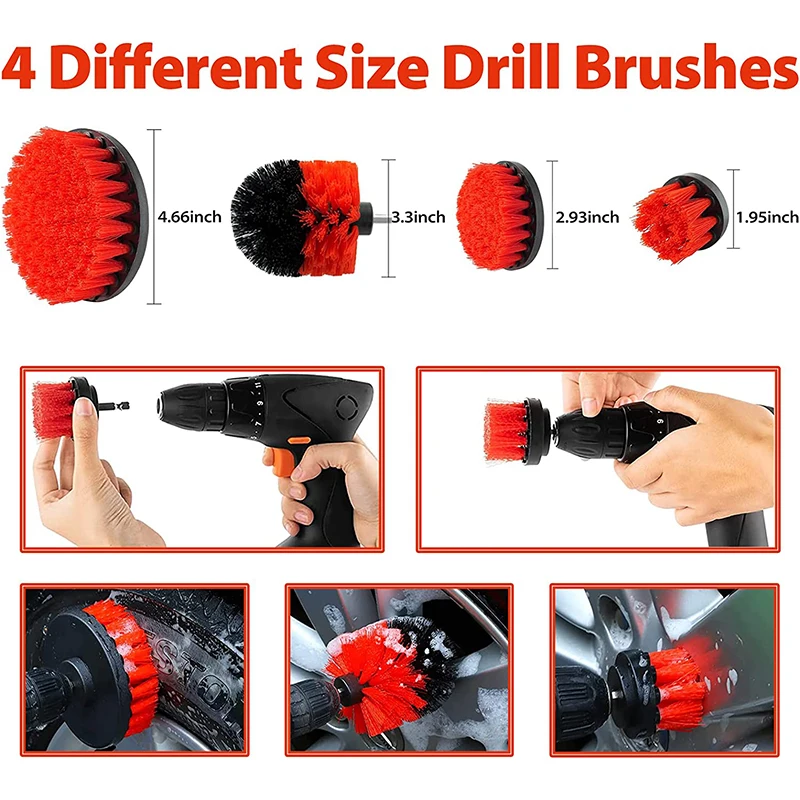 Car Detailing Cleaning Set Drill Brush Kit Cleaning Wheels Leather Dashboard Air Vents Emblems Wash Mitt Wax Polish Pads Towels