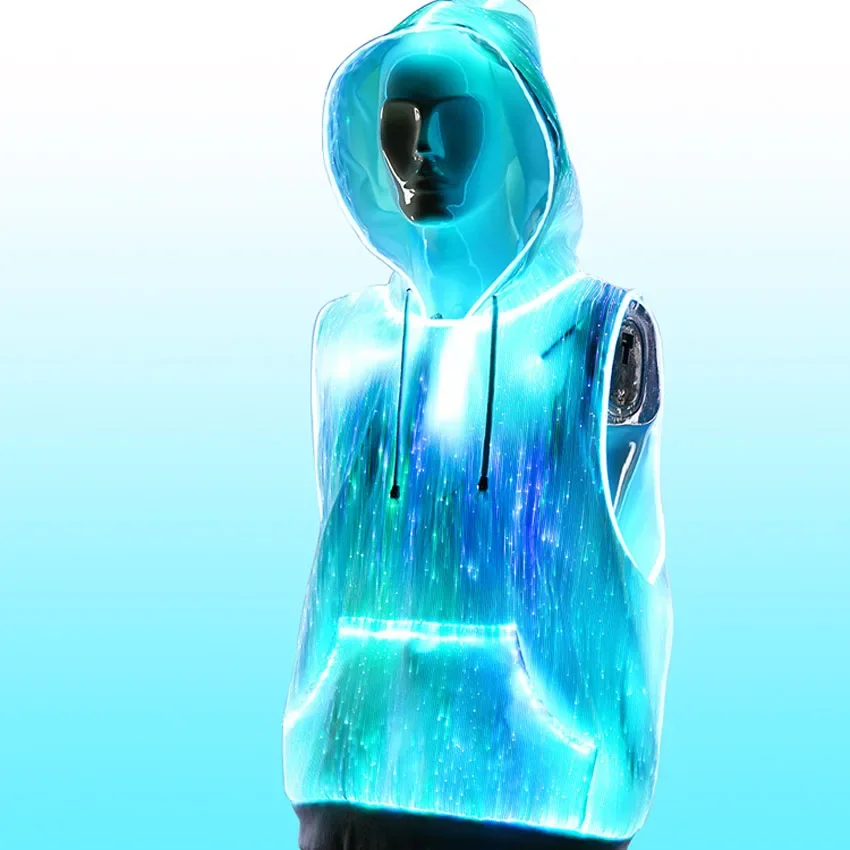 Luminous RGB LED Light Up Jacket Hoodie Men's Fiber Optic Led Hoodies