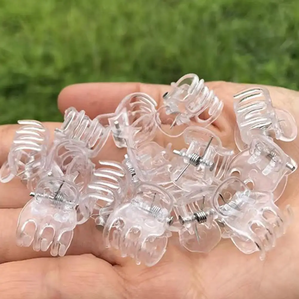 

50 шт. прозрачных пластиковых зажимов-бабочек с 6 зубцами для орхидей, фиксаторы для поддержки цветов, прозрачные фиксаторы для садовых вьющихся растений и стеблей