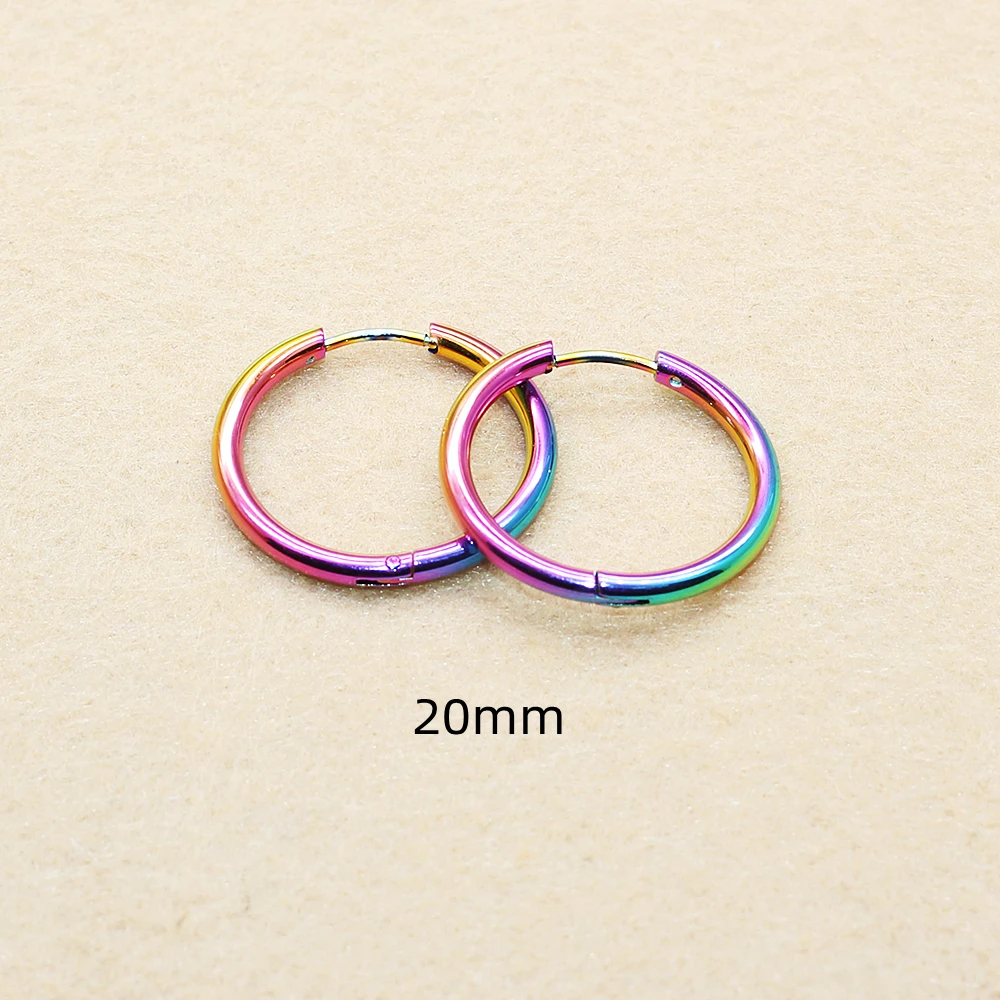 Herren Damen Creolen Bunte Kreise 2,5mm 316L Edelstahl Ohrringe IP-Beschichtung Nicht Verblassend Allergiefrei – Detail 10