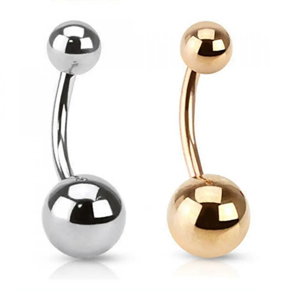 Golden Belly Ring Stainless Steel Ball Barbell Belly Navel Ring Button Body Piercing