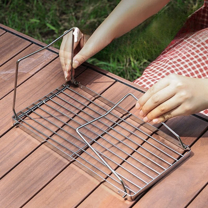 Outdoor Portable Mini Folding Stainless Steel Stove Head Bracket Barbecue Rack Set Pot Rack Baking Tray Bracket Baking Net image 2