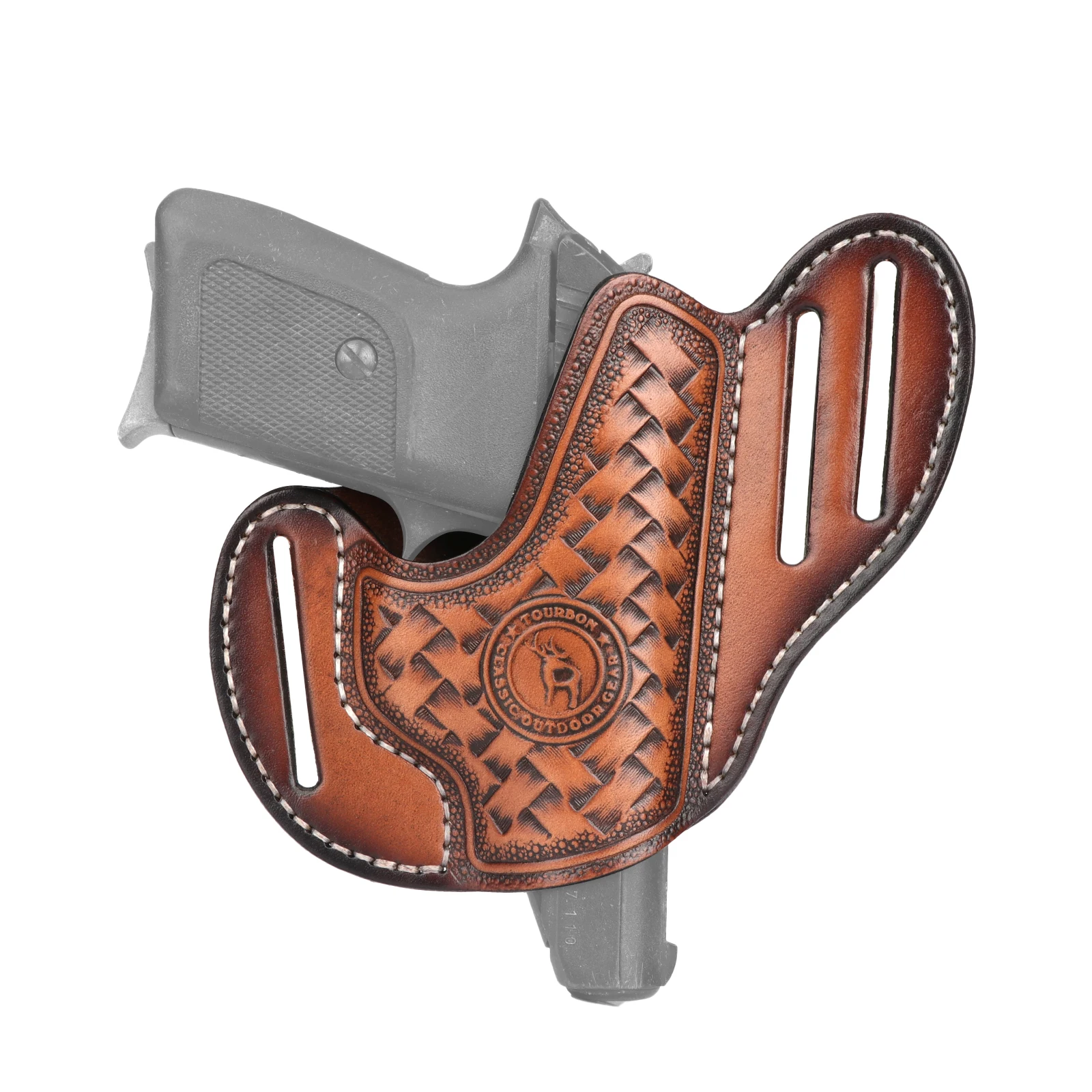 Tourbon Leather Pistol Waist Pouch Handgun Belt Holster Holder Fits Sig Sauer P365 XMacro Tacops Brown Hunting Accessories