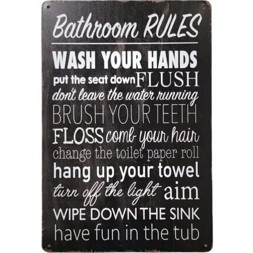 Vintage Metal Tin Sign Flush The Toilet Sign Restroom Wall Plaque Tin Sign 8X12 sign