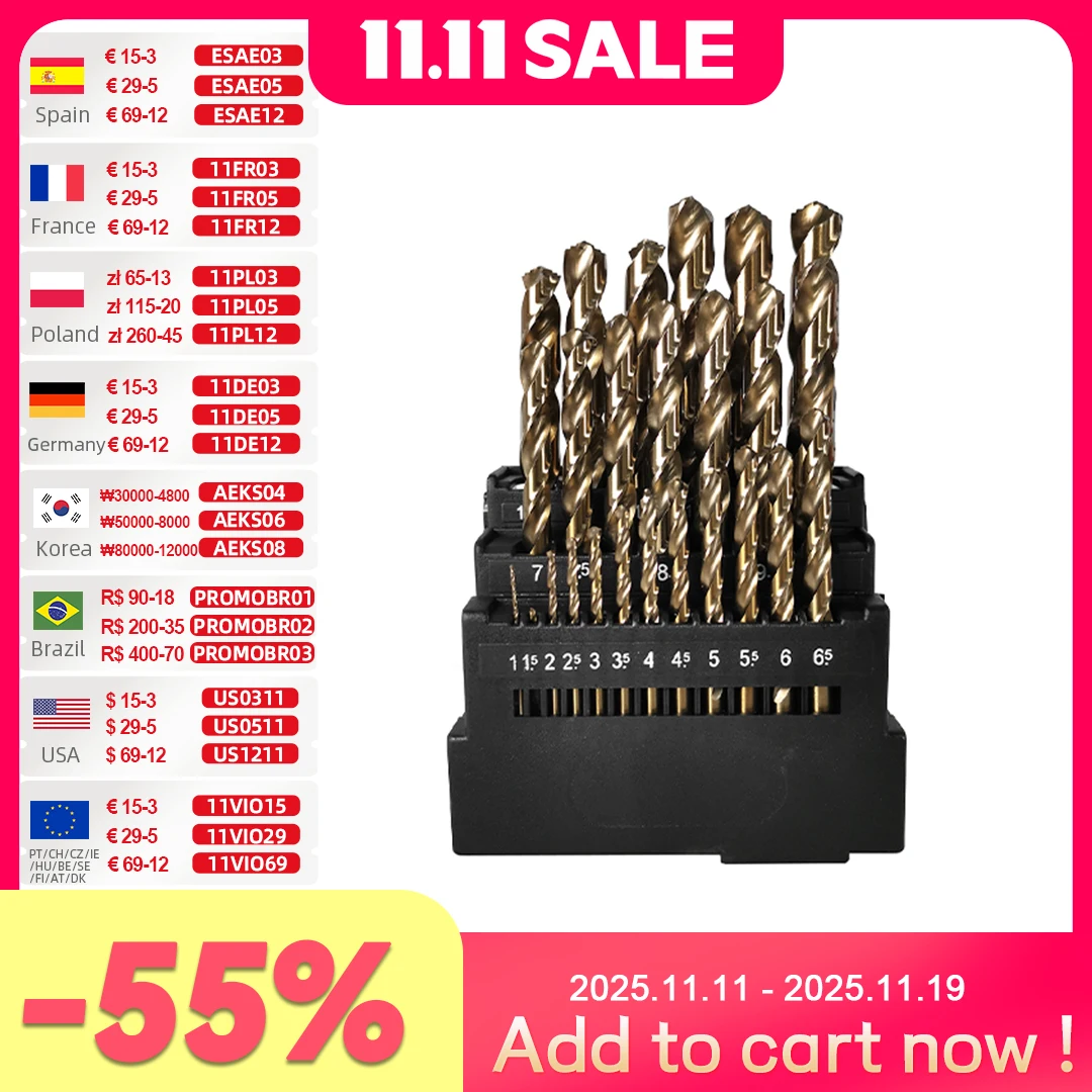 High Cobalt HSS Twist Drill Set