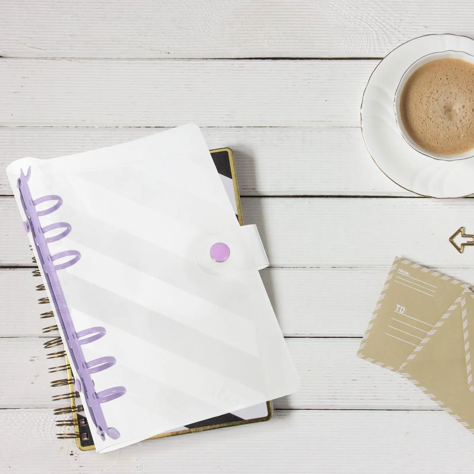 

2 Pcs PVC Binder Notebook Cover Shell A6 Transparent Loose Leaf Office Supplies School Accessories Notebook Folder
