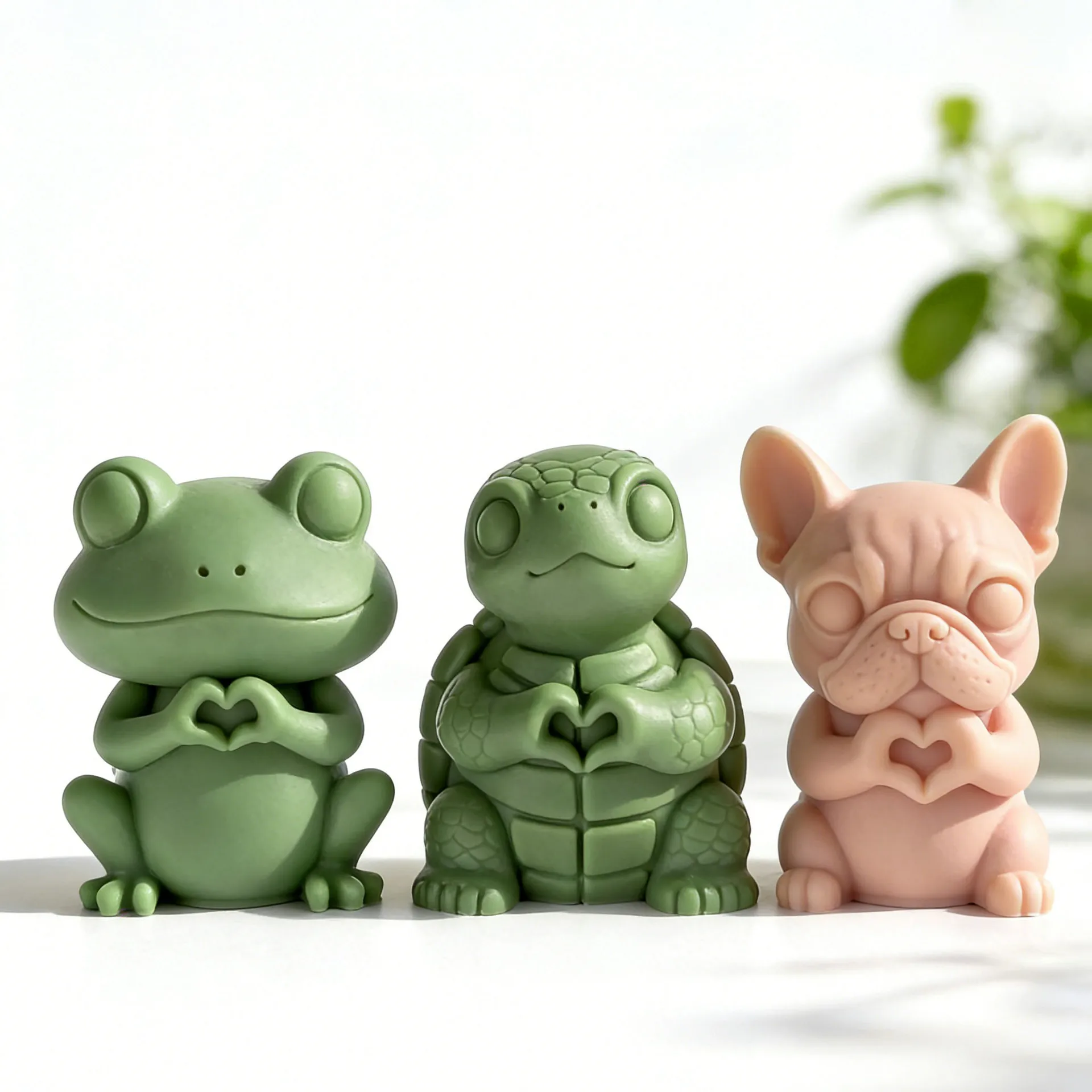 Diy dos desenhos animados animal tartaruga sapo silicone vela molde filhote de cachorro pug cão gesso decoração moldes artesanal aroma vela fazendo suprimentos