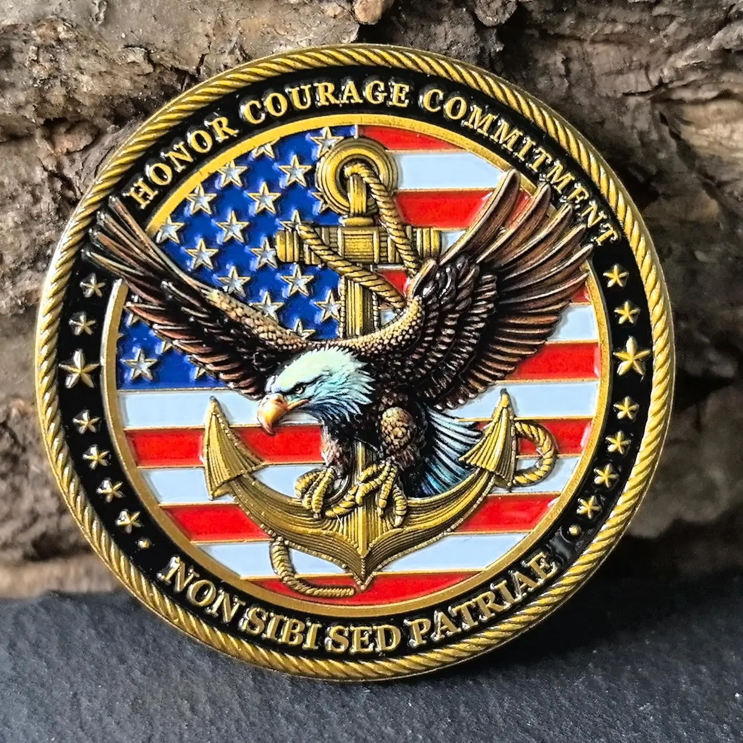عملة تحدي كريد بحار البحرية الأمريكية - الشرف والشجاعة والالتزام - سبائك الزنك مقاس 1.77 بوصة مع حقيبة واقية #5