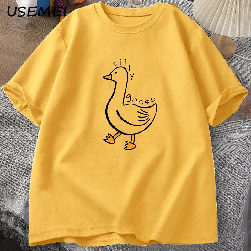 Silly Goose University O Neck Tee Shirt Men Clothes Tees Cotton Casual Print T Shirts Summer Unisex O Neck Mens Clothes Tops