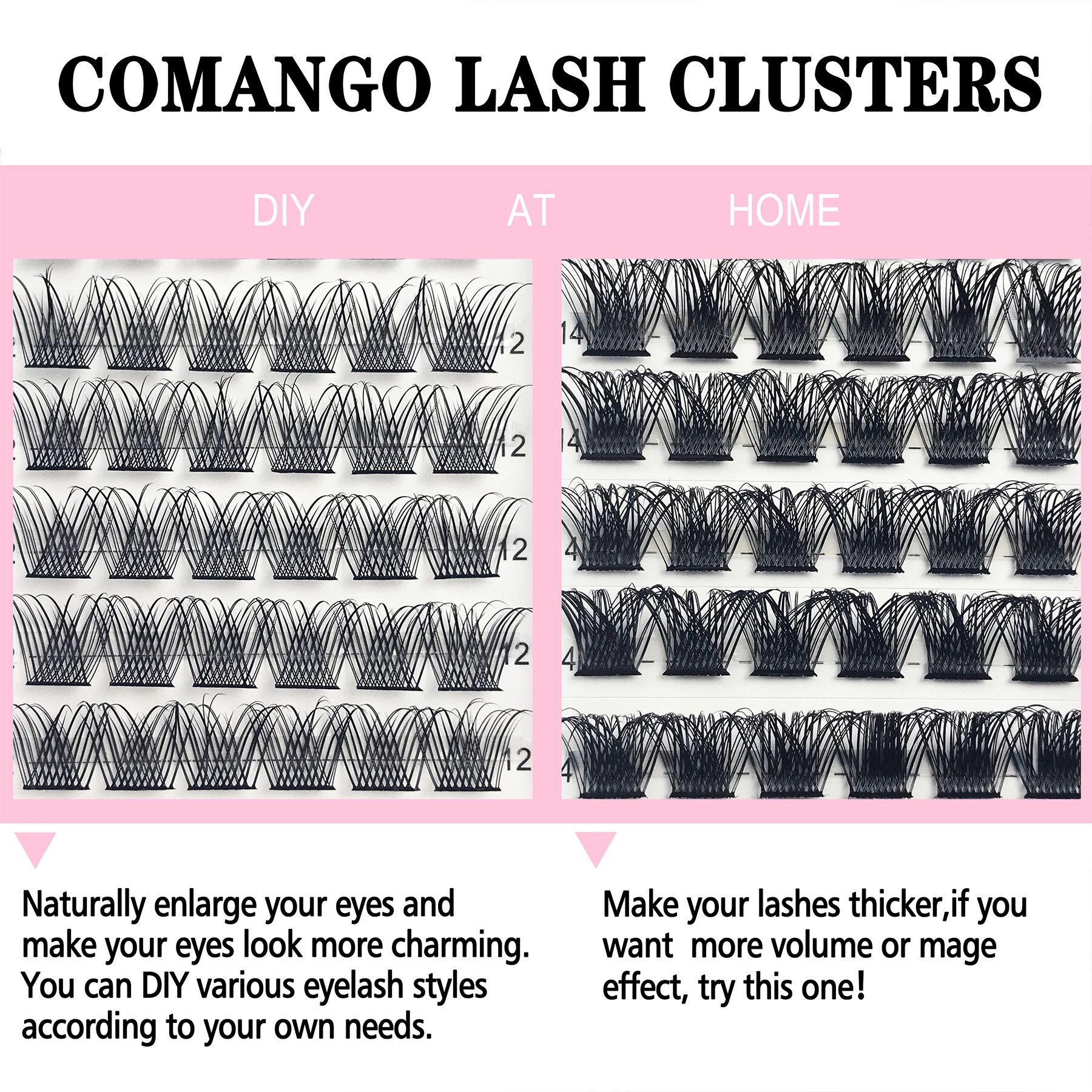 CoMango Premium Loose Clusters Lashes 144pcs Natural Soft Light Individual Premade Fan Lashes 40D 50D False Lashes Extension