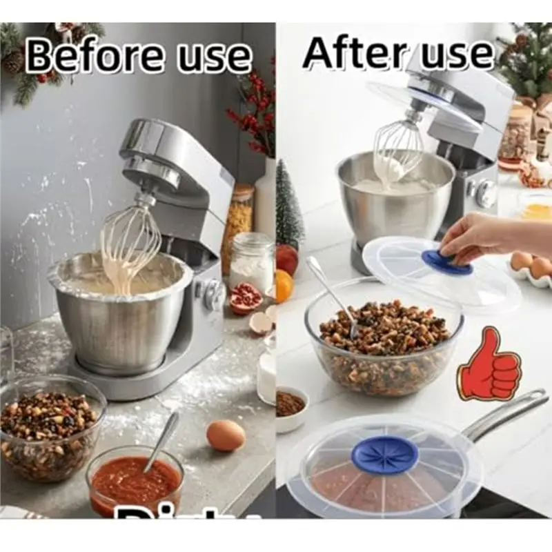 B82B-Splash Guard Cover Anti Splatter Shield Lid Flexible Silicone Center Ring For Transparent Electric Hand Mixer For Mixing 5P