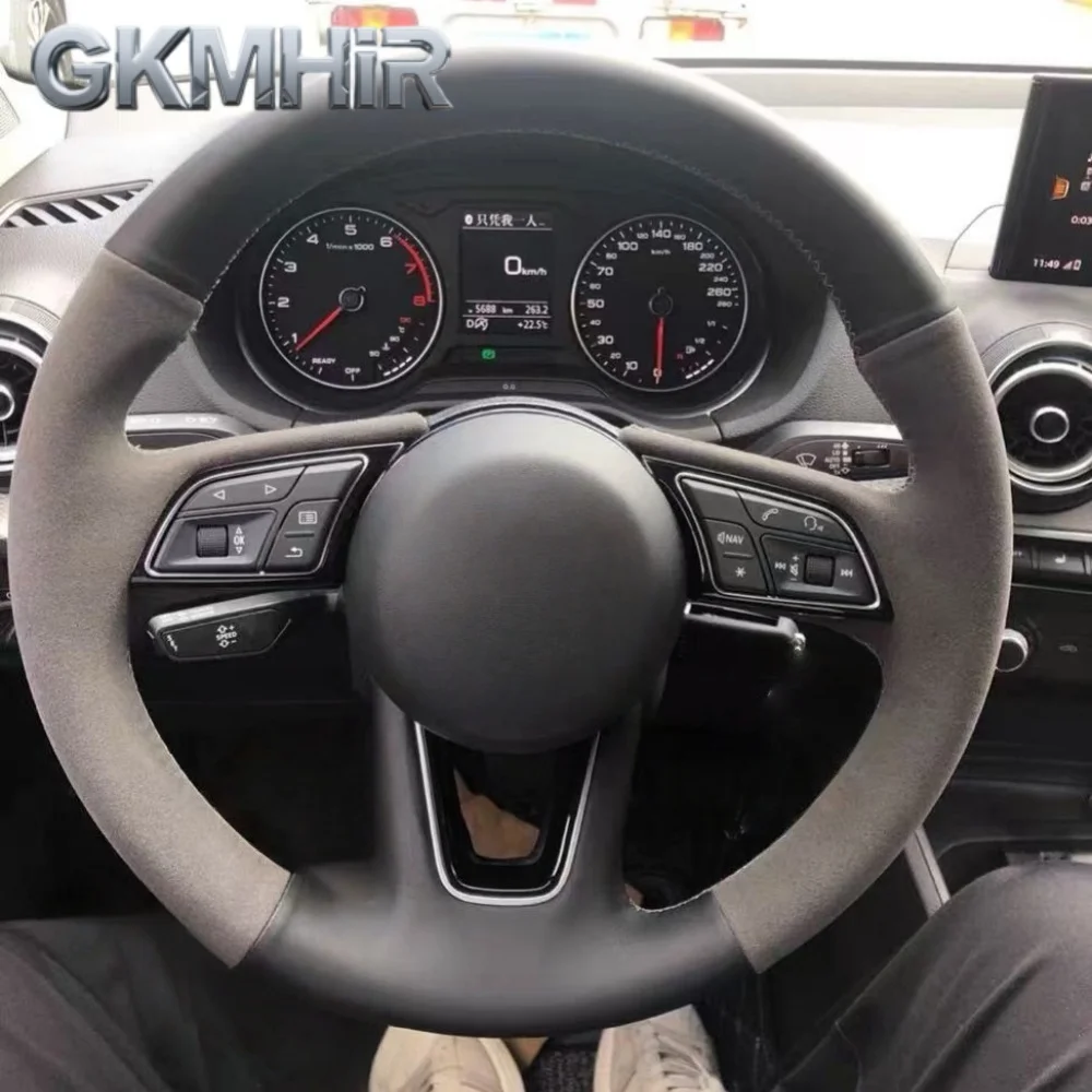 

Customization Car Steering Wheel Cover Accessories Hand Sewing Suede Leather For Audi A3 2017-2019 A4 2017-2019 A5 2018-2019 S5