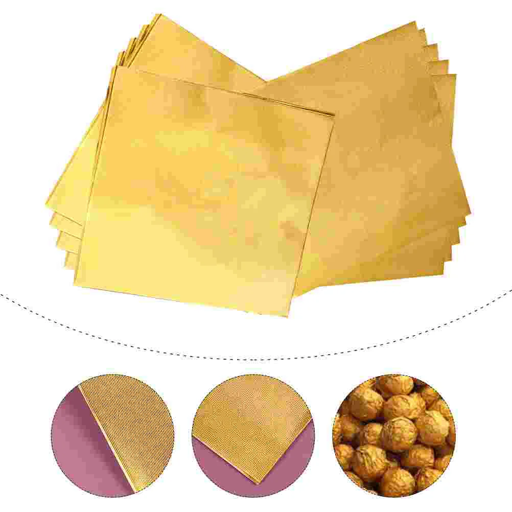 

600 Pcs Gold Aluminum Foil Candy Wrapper Food for Chocolates Wrapping Paper Packaging