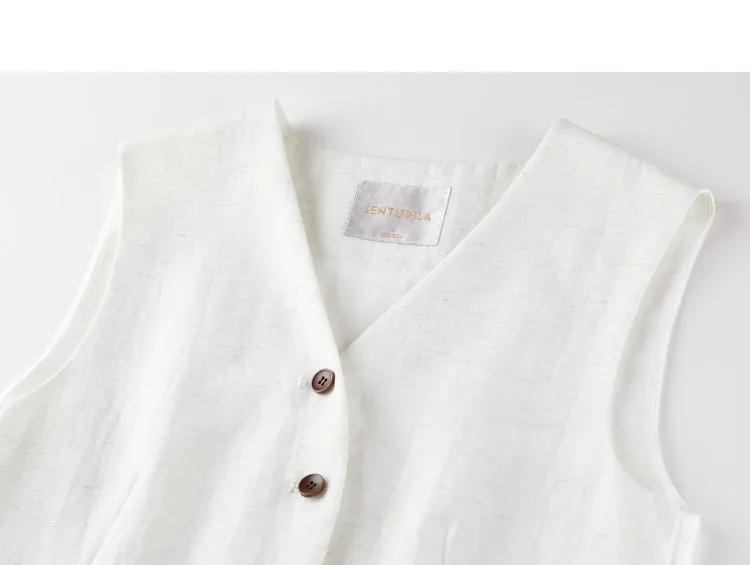 SENTUBILA Damen Weste mit V-Ausschnitt, Sommer 2026, Neues Minimalistisches Pendler-Design, Einfache Ärmellose Oberbekleidung mit Kordelzug, 162JA4957 – Detail 33