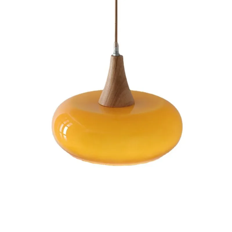 

Modern Glass Wood Orange White Drop-Shaped Chandelier Warm Light for Living Rooms Bedrooms Dining Rooms