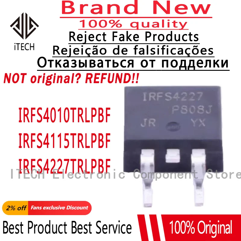 10PCS/Lot IRFS4010TRLPBF IRFS4010 IRFS4115TRLPBF IRFS4115 IRFS4227TRLPBF IRFS4227 New Original N-channel Power MOSFET