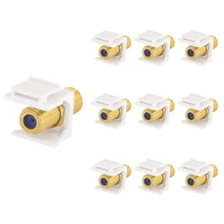 10-Pack RG6 Keystone Jack Insert, Coaxial Cable Connector F-Type RG6 Keystone Connectors for Wall Plate and Patch Panel