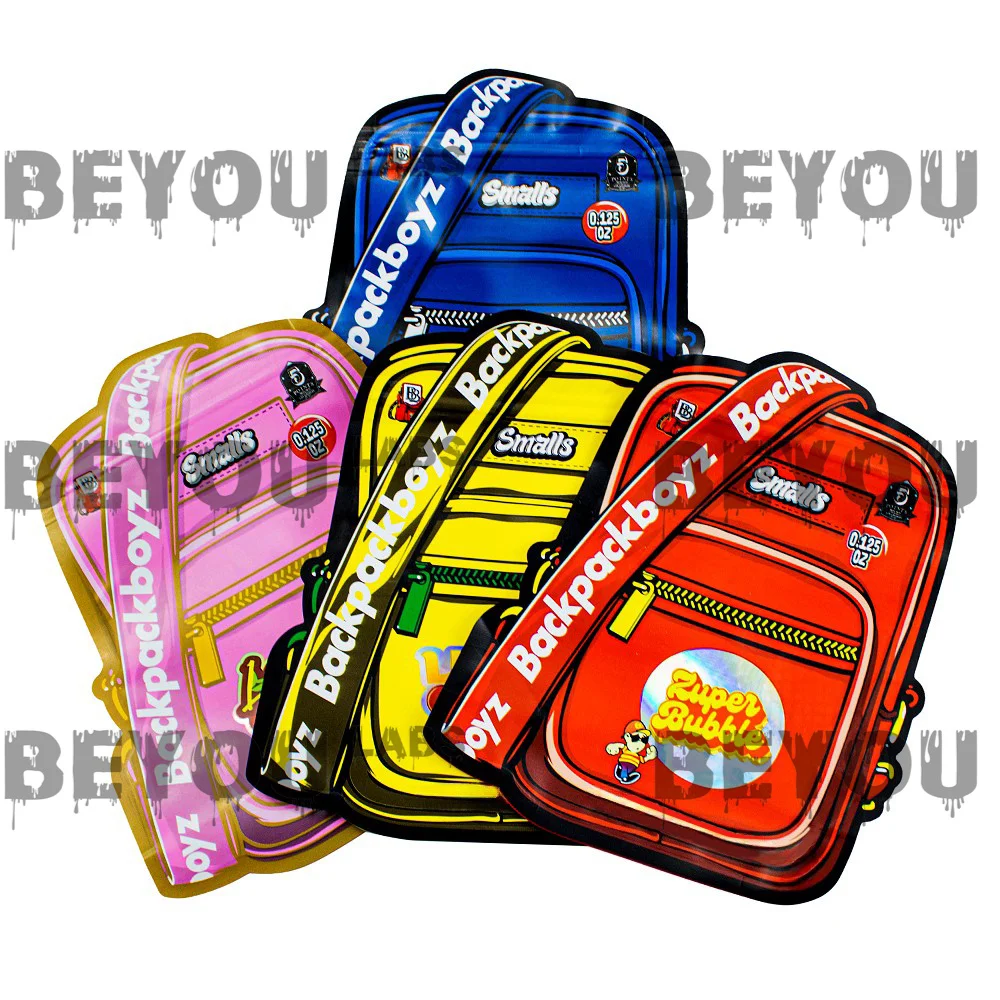 Backpackboyz Shaped Cut 3.5G Plastic Storage Bags Empty Mylar Zipper Packaging Stands Up Matte Bag Customize Die Cut Containers