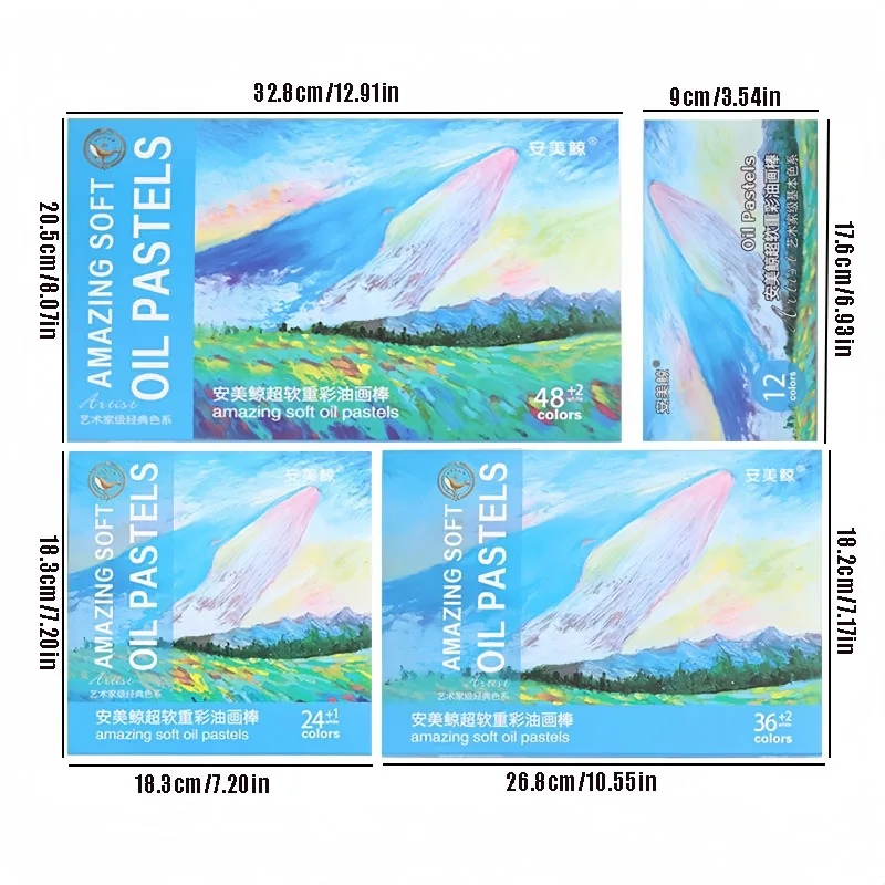 12-color / 24-color / 36-color / 48-color Anmeijing Heavy-color Oil Pastels and Soft Crayons Are Specially Designed for Beginner