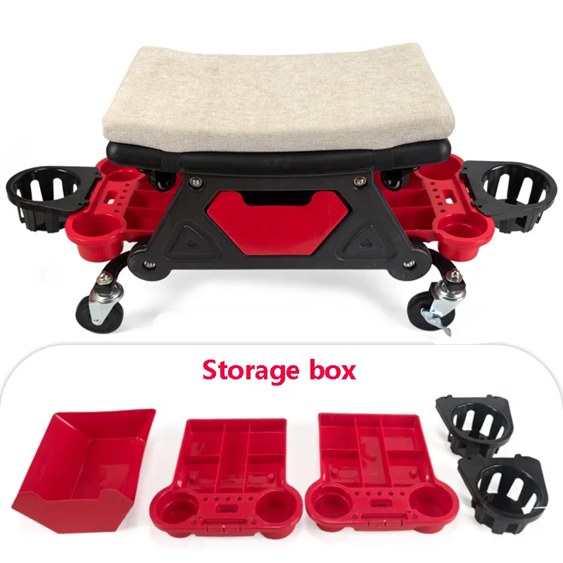 

Mechanic Stool 300 LBS Capacity Garage Stool Gift for Men, Heavy Duty Rolling Mechanics Seat, with five Tool Trays