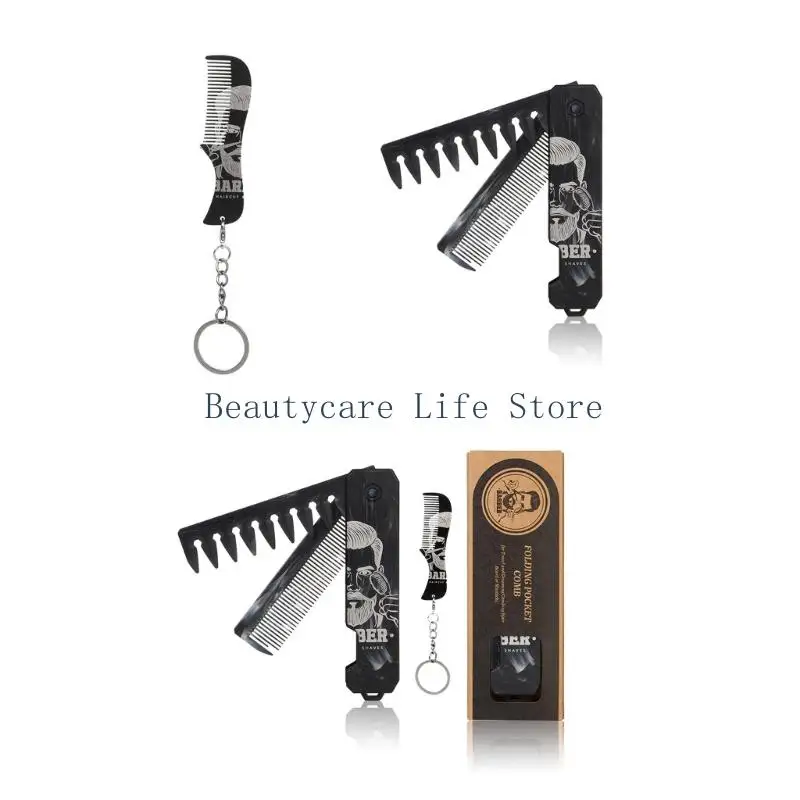 652C Stainless Steel Mustache Comb With Two Teeth Foldable For Precise Grooming And Compactly Travel Friendly