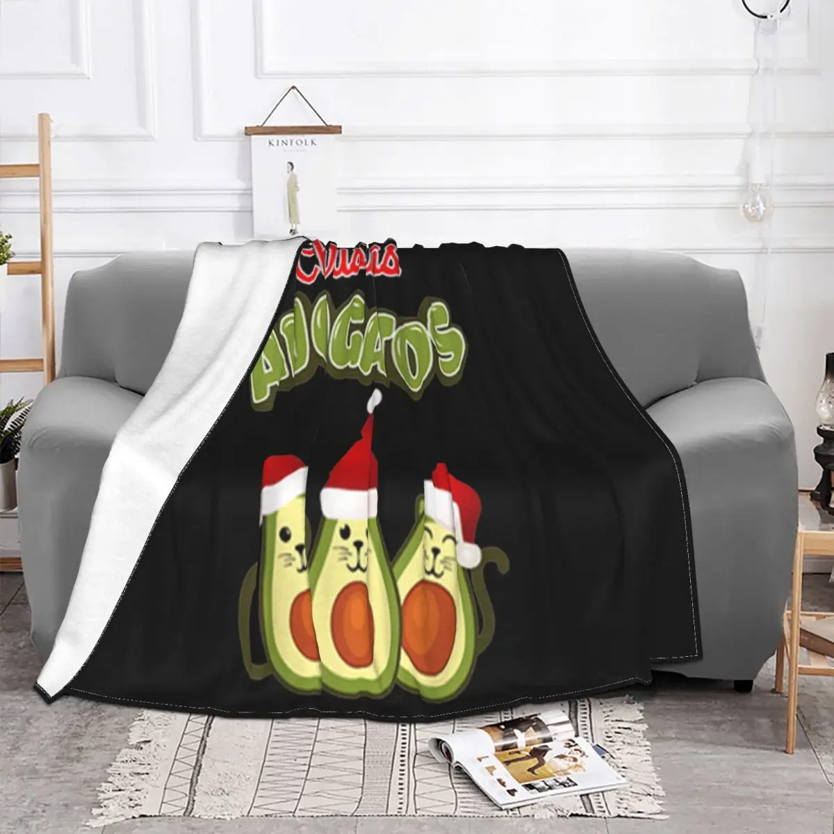 Beautiful Avogato Vegan Christmas Avocado Cat Design Men Women Breathable New Brand Throw Blanket