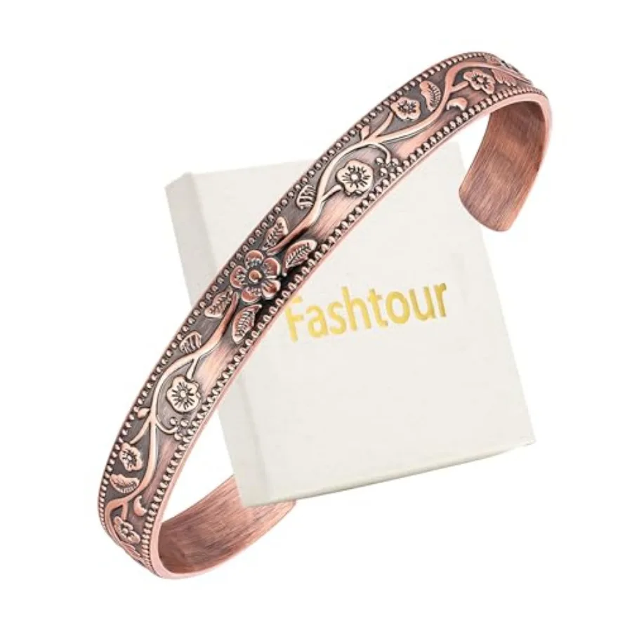 

Pure Copper Bracelet Copper Bracelet for Men and Women 100% Solid, Raw and Uncoated Handmade Hammered Tibetan Cuff Bangle