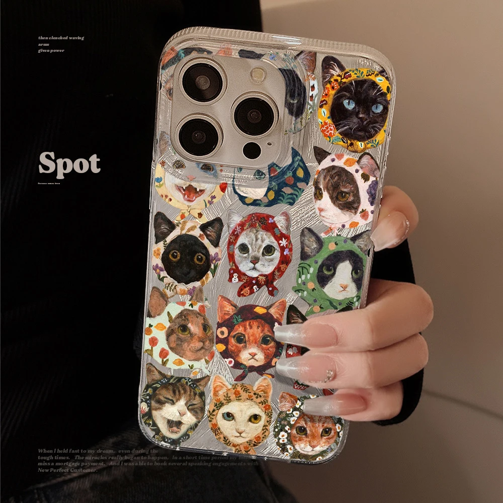 200 Pcs Scarf Cute Cat Phone Case For Samsung Galaxy A56 A55 A54 A53 A36 A35 S26 S25 Edge S24 S23 FE S22 Plus S21 Case Cover