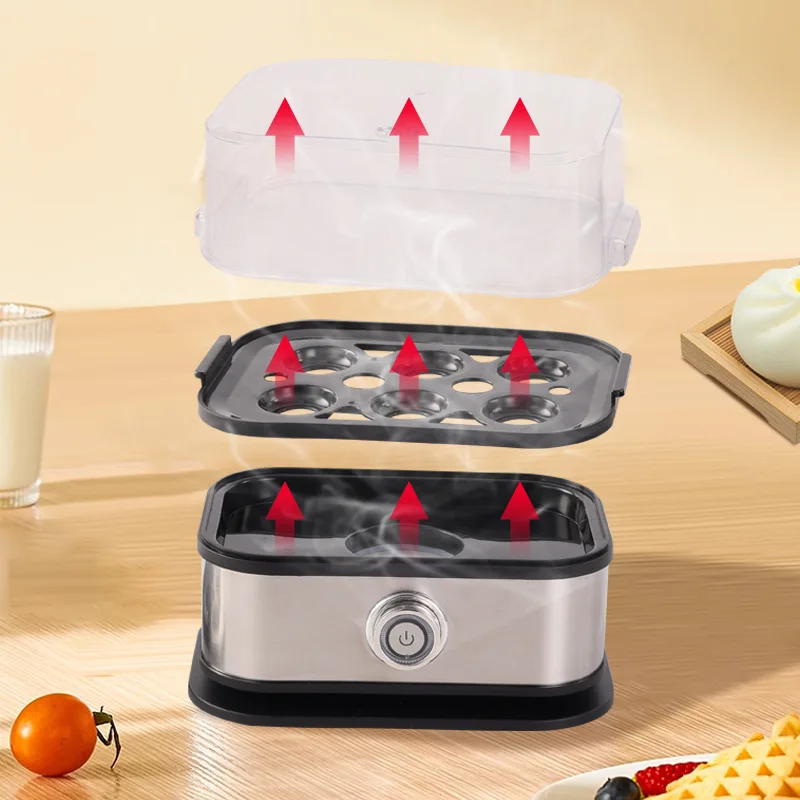 غلاية بيض 110 فولت/220 فولت 200 وات باخرة أوتوماتيكية طباخ البيض سعة 6 بيض باخرة كهربائية أجهزة مطبخ متعددة الوظائف ﻿