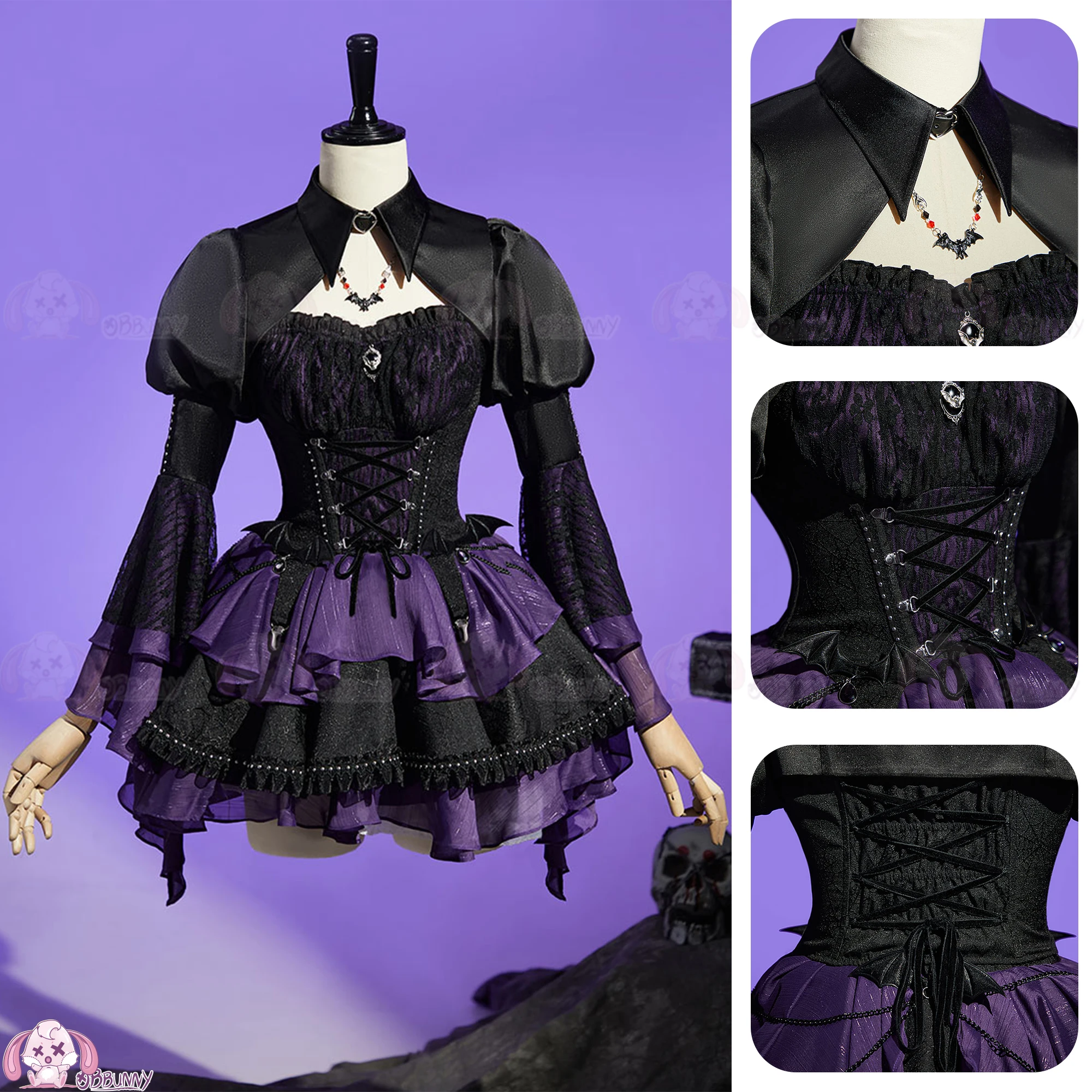 Disfraz de cosplay Monster Cos High Elissabat para mujer, uniforme de fantasía para fiesta de Halloween, accesorios, calcetines, broche, conjunto nuevo y dulce estilo Lolita