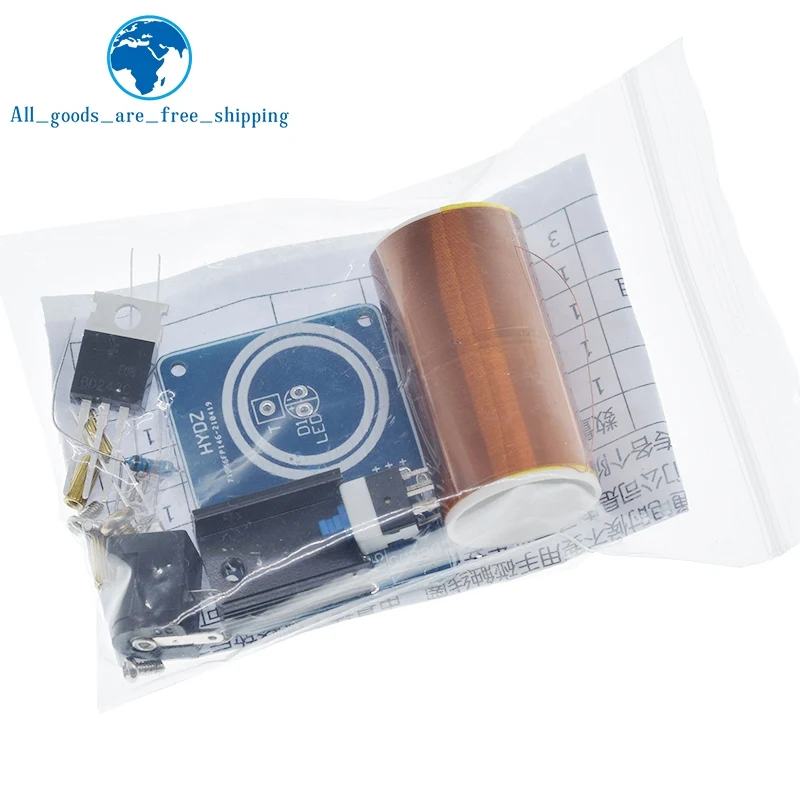 BD243 Mini Tesla Coil Kit Magic Props DIY Parts Empty Lights Technology Diy Electronics BD243C DIY Mini Tesla Coil Module