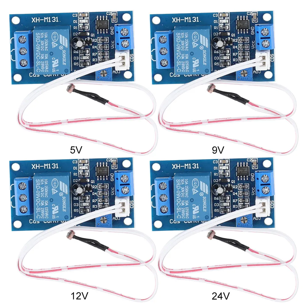 XH-M131 مفتاح التحكم في الضوء قابل للتعديل Photoresistor وحدة التتابع 5 فولت 9 فولت 12 فولت 24 فولت جهاز استكشاف مفتاح التحكم التلقائي في الضوء