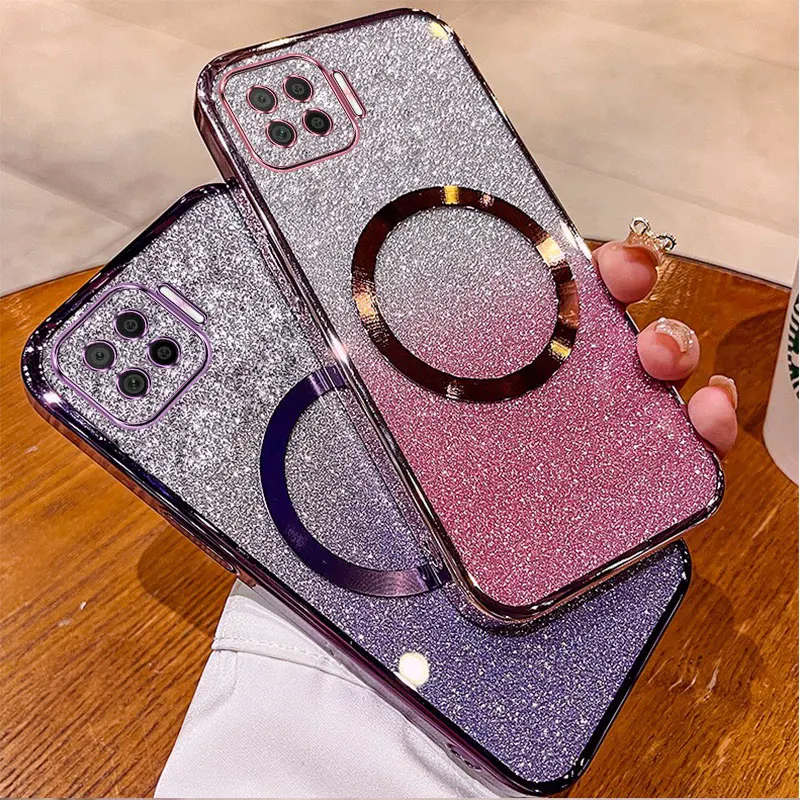 

For OPPO A73 4G A93 4G F17 F17 PRO reno 4F Case Electroplated transparent phone case with flash paper lens fully covered and ant