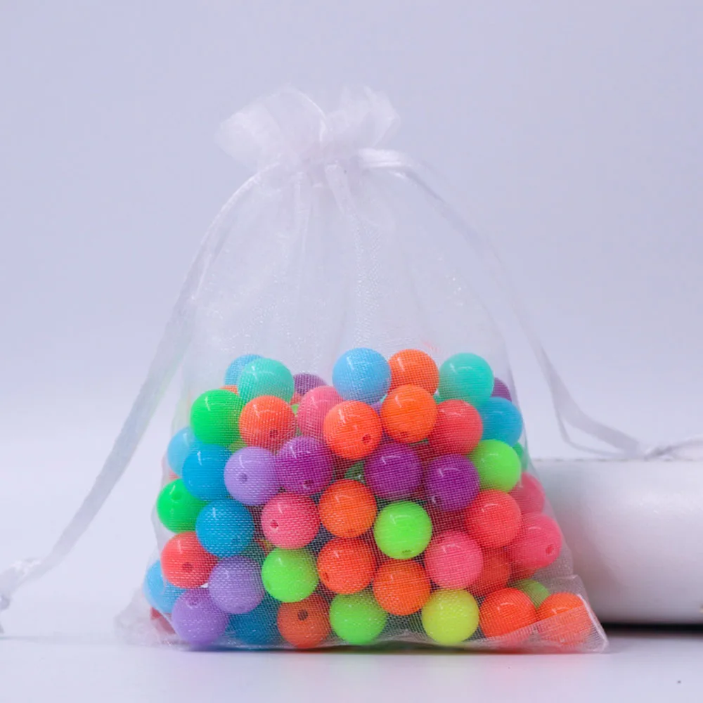 100 قطعة/الحزمة أكياس الأورجانزا البيضاء حقيبة مجوهرات الرباط زينة الزفاف حفلة عيد ميلاد صغيرة الرباط الهدايا التعبئة حقيبة #3