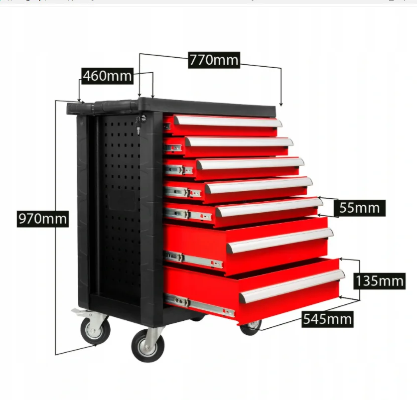 JMST CE 7 Drawers SPCC/ABS Material 5'' Rubber Caster Rolling Tool Cabinet For Garage Workshop Storage With OEM/ODM Available