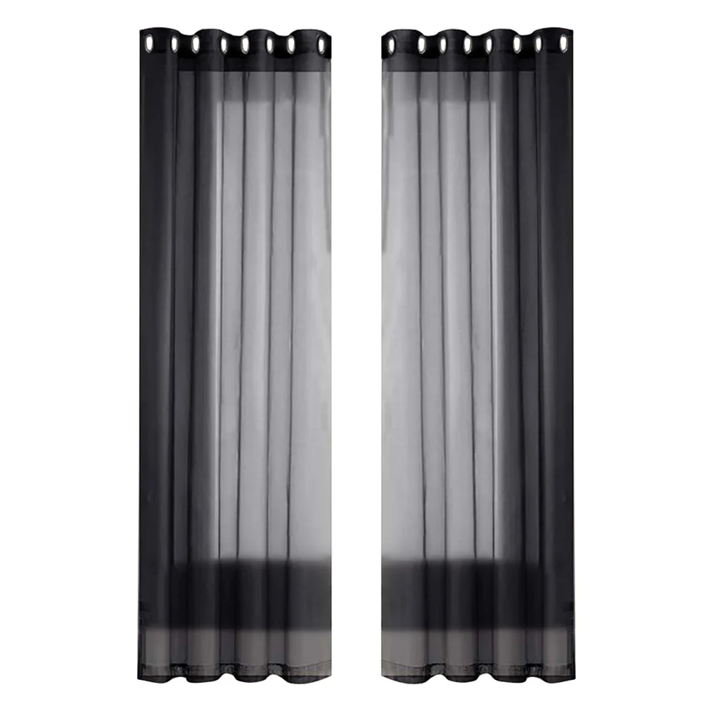 

2Pcs Waterproof Home Window Drape Living Living Room Curtain Room Patio Sheer Panel Decor Black Patio Sheer Curtain Grommet