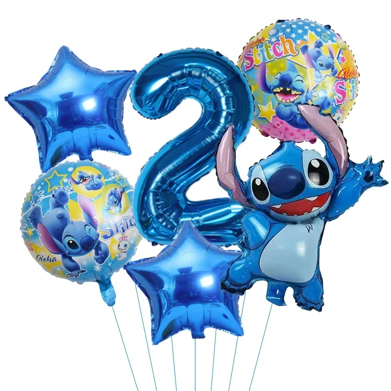 Ensemble de ballons numérotés Disney CAN O & Stitch, décorations de fête préChristophe, cadeaux de jouets pour enfants, fête d\'anniversaire, 6