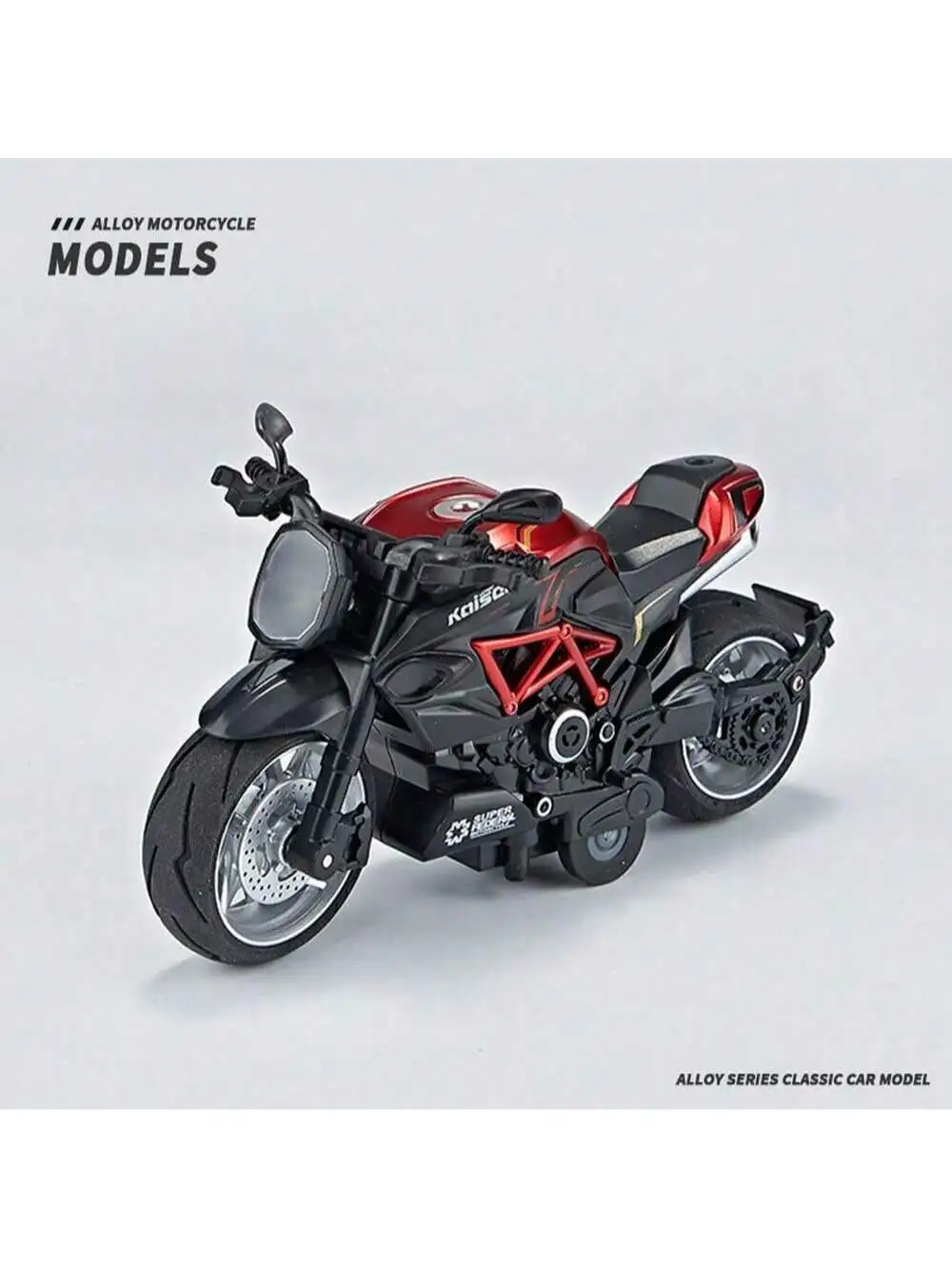 Juguete de motocicleta de aleación fundida a presión a escala 1:12 con sonido de motor real y efectos de luz LED, T de paseo resistente a choques alimentado por fricción