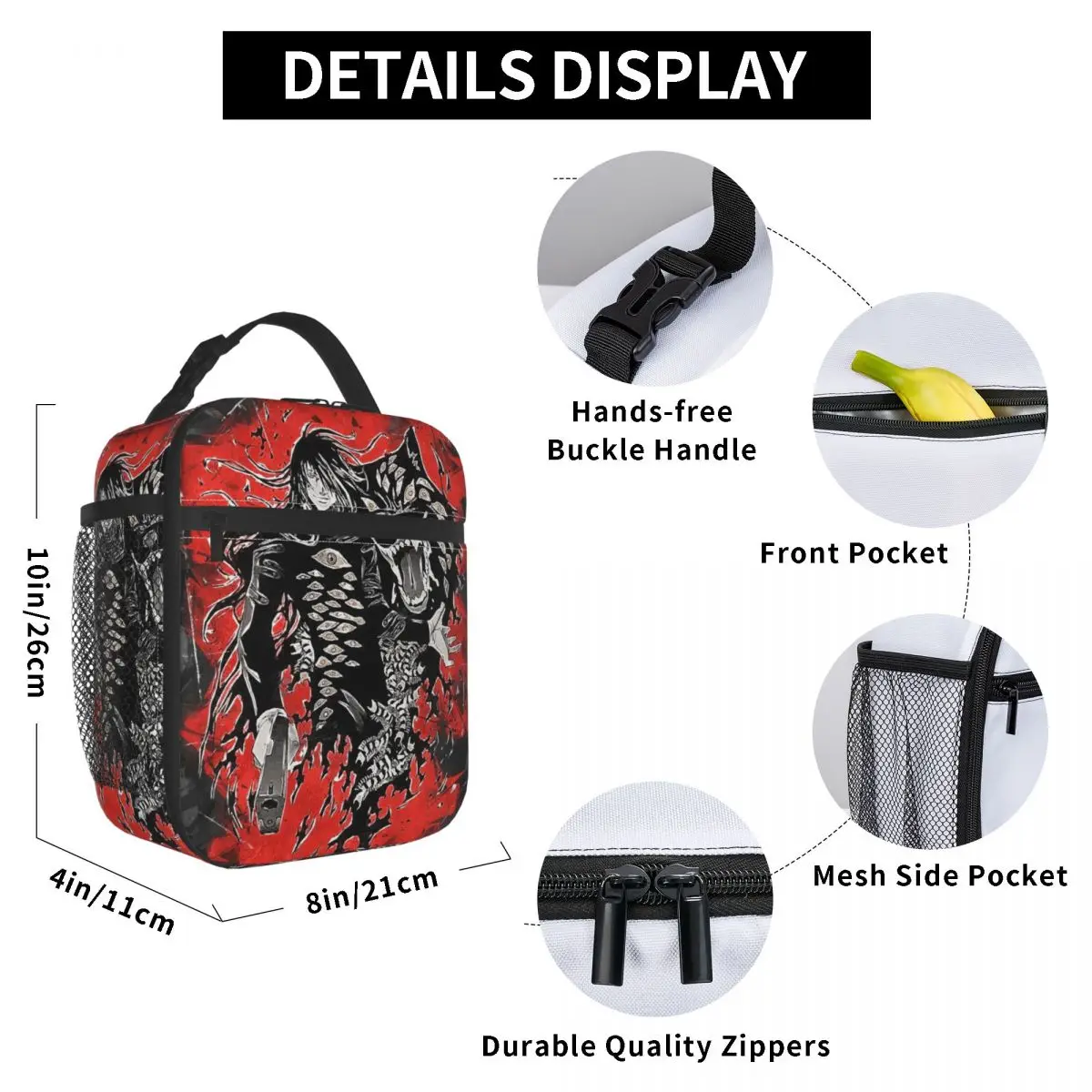 Gothic Hellsing Alucard Insulated Lunch Bags High Capacity Reusable Thermal Bag Tote Lunch Box Work Outdoor Food Storage Bags - view 4